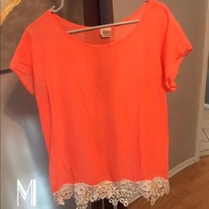 Neon Lace Trim Top